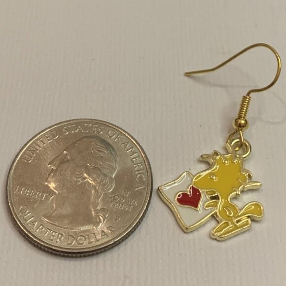 Woodstock Earring, Snoopy Earring, Peanuts Jewelry, Heart Earring, Valentine - Picture 2 of 6